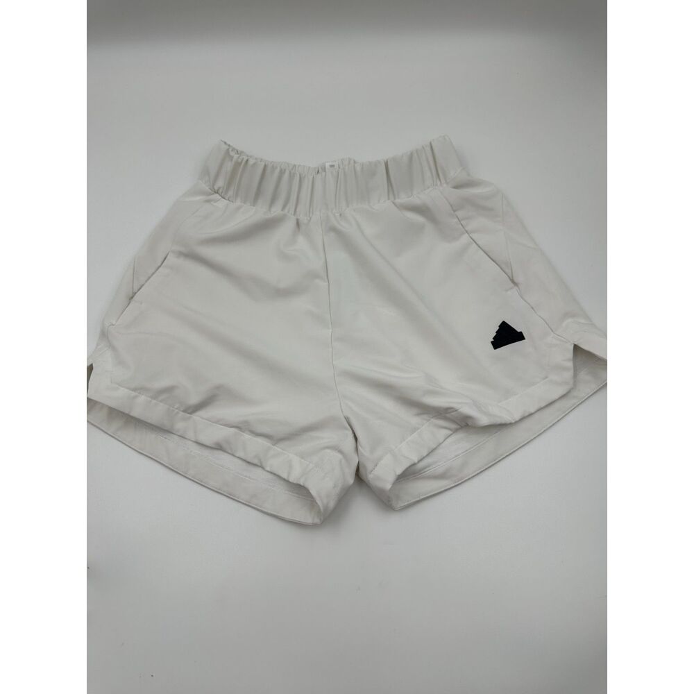 Adidas Z.N.E. Women's Shorts White Size Medium Elastic Waist Pocket Accent EUC